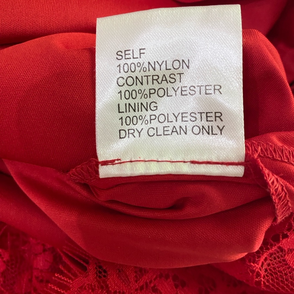 TADASHI SHOJI Cherry Red Chantilly Lace Bateau Neckline Sheath Dress SZ 6 - Picture 5 of 12